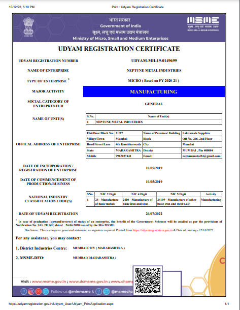 ISO 14001:2015 Certificate